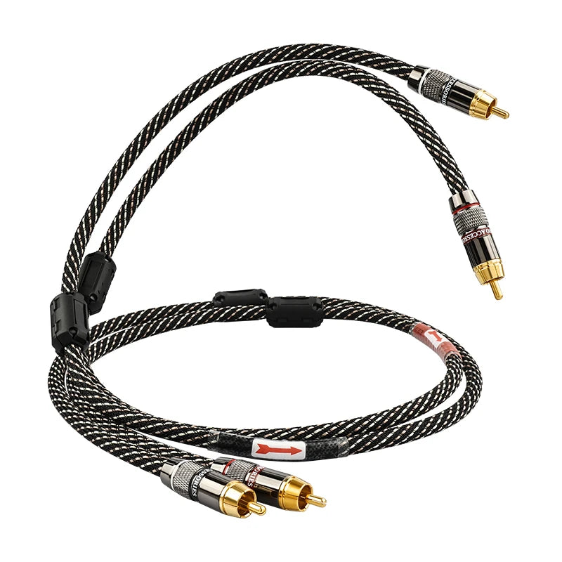 YYTCG Câble Audio Stéréo HIFI RCA 6N OFC Mâle vers Mâle Câble Audio 2RCA vers 2RCA avec Fiche Connecteur Plaqué Or Pour Amplificateur CD