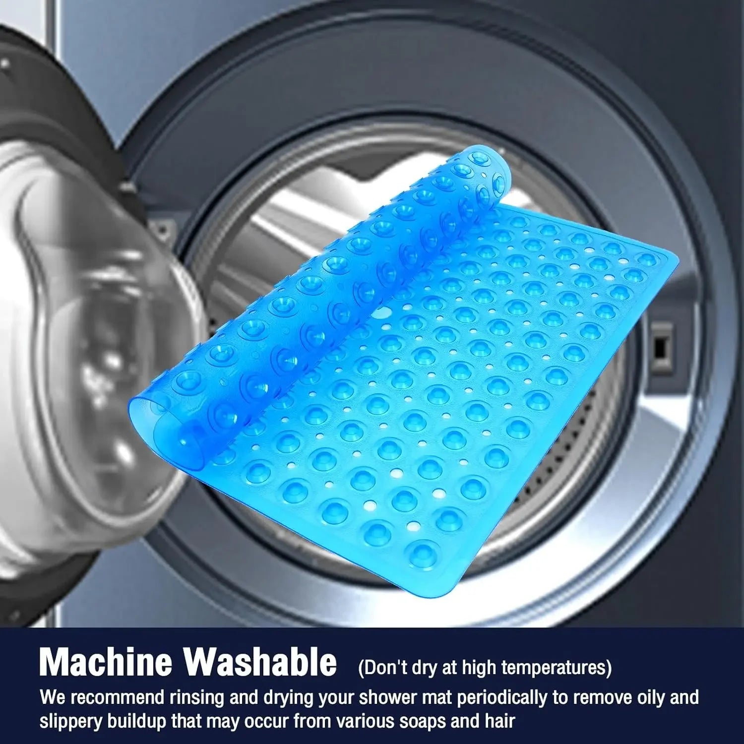Tapis de douche antidérapant 53x53cm pour l'intérieur de la cabine de douche, tapis de sol de salle de bain doux pour baignoires avec grandes ventouses