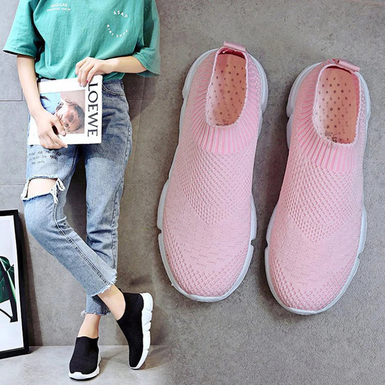 Sneakers Women Shoes Knitting Sock Sneakers Women Slip On Laides Walking Shoes for Woman Loafers Flats Tenis Famela Plus Size