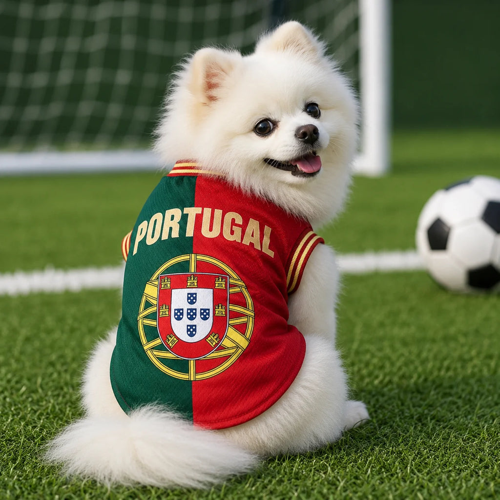 Dog Sports Jersey Portugal Pet Shirt Breathable Mesh Puppy T Shirt Summer Vest Football Style Clothes For Small Medium Pets