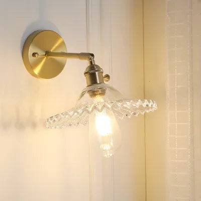 Nordic Japanese Brass Wall Lamp Bedroom Bedside Lamp Bathroom Cloakroom Background Wall Mirror Front Creative Glass Wall Lamp