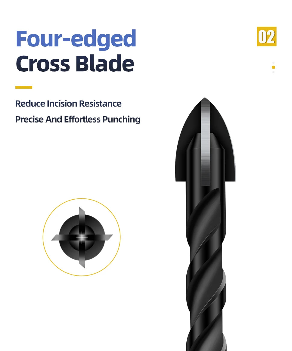 TOOLEYE Cross Hex Drill Bit Set For Concrete Porcelain Tile Glass Metal Multifunction Drill Bits Kit Power Tools Drilling Drills