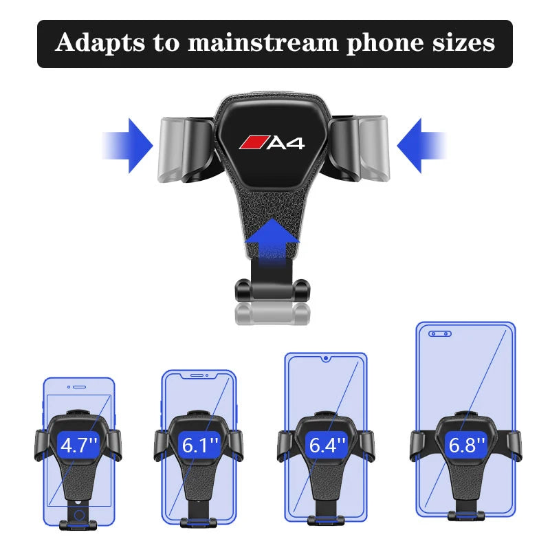 Gravity Car Phone Holder Air Vent GPS Stand Accessories For Audi A3 A4 A5 A6 A7 A1 A2 A8 Q1 Q2 Q3 Q4 Q5 Q6 Q7 Q8 TT RS3 RS7 RS5