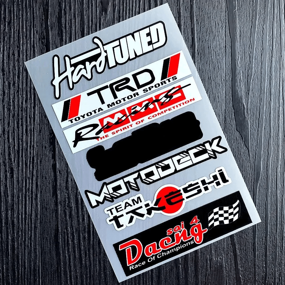 Racing Sponsor Style Decals Kit, Waterproof Reflective Vinyl Stickers for Auto Motorcycle Scooter Helmet Bike DIY Decoration
