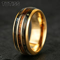 8mm Whiskey Barrel Abalone Shell Inlaid With Rose gold Tungsten Wedding Ring, Polished Edge, Couple Engagement Anniversary Gift
