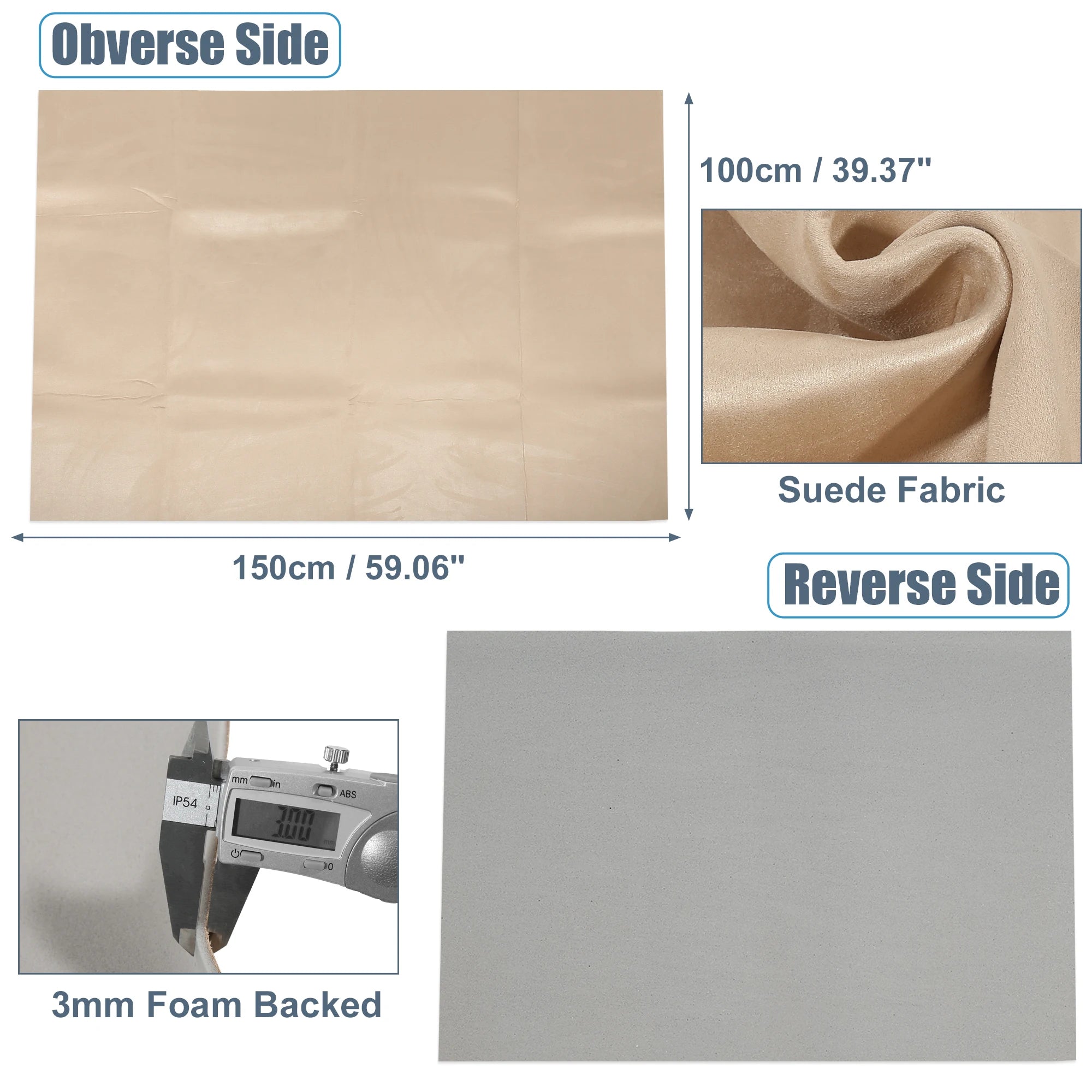 UXCELL Suede Headliner Fabric Foam Backed for Car Truck Interior Trim Protect Aging Broken Faded DIY Replacement 200x152cm