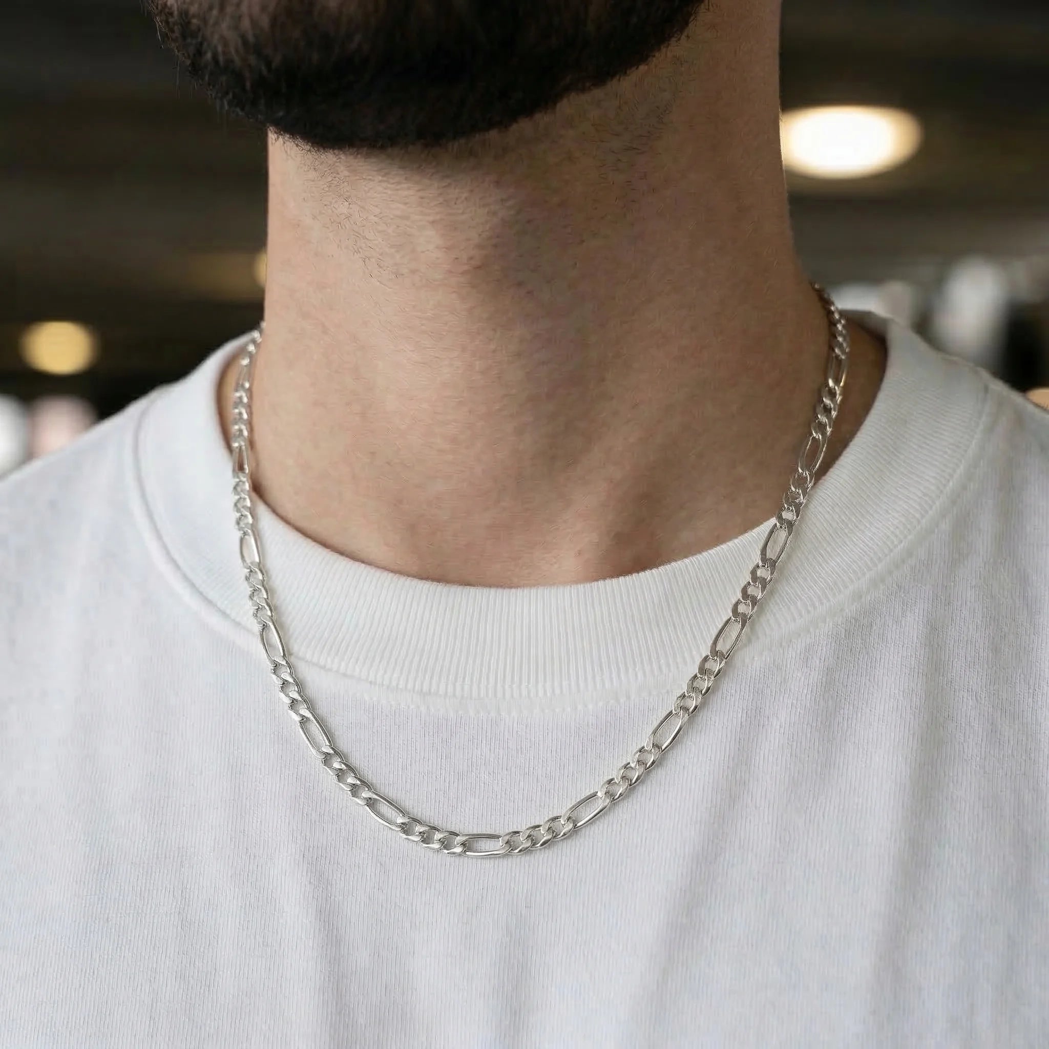 316L Stainless Steel Figaro Chain 58cm, Non-Tarnish NK 3:1 Link Necklace, Waterproof Minimalist Hip Hop Jewelry Gold Steel