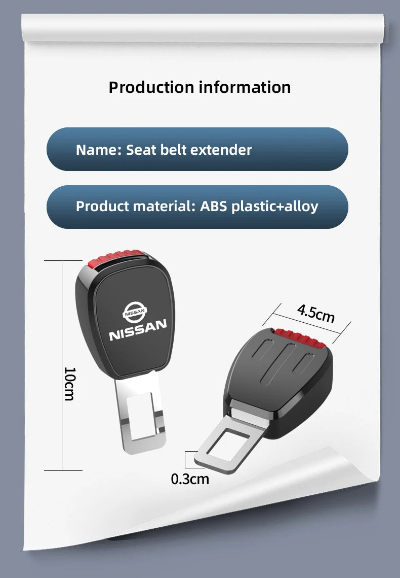 For Nissan Qashqai Versa Leaf Sentra Pulsar Xterra X-trail Nismo Car Seat Belt Clip Extender Metal Badge Lock Buckle