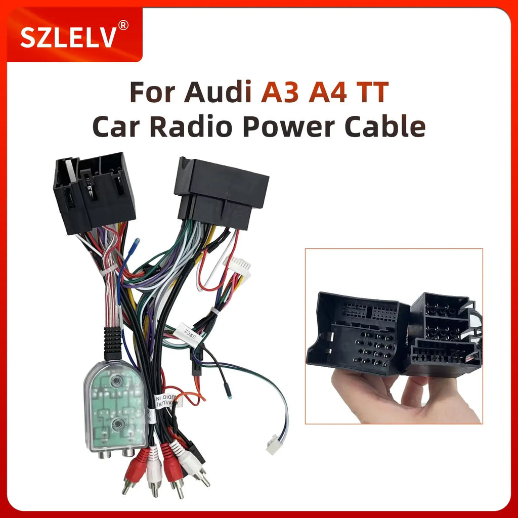 Faisceau de câblage d'alimentation de l'autoradio avec convertisseur audio pour Audi TT A3 S3 RS3 A4 S4 RS4 Lecteur multimédia autoradio et vidéo