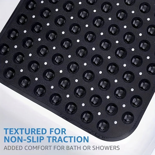 1 Tapis de douche antidérapant, tapis de baignoire avec trous de drainage et ventouses, lavable en machine, pour salle de bain domestique