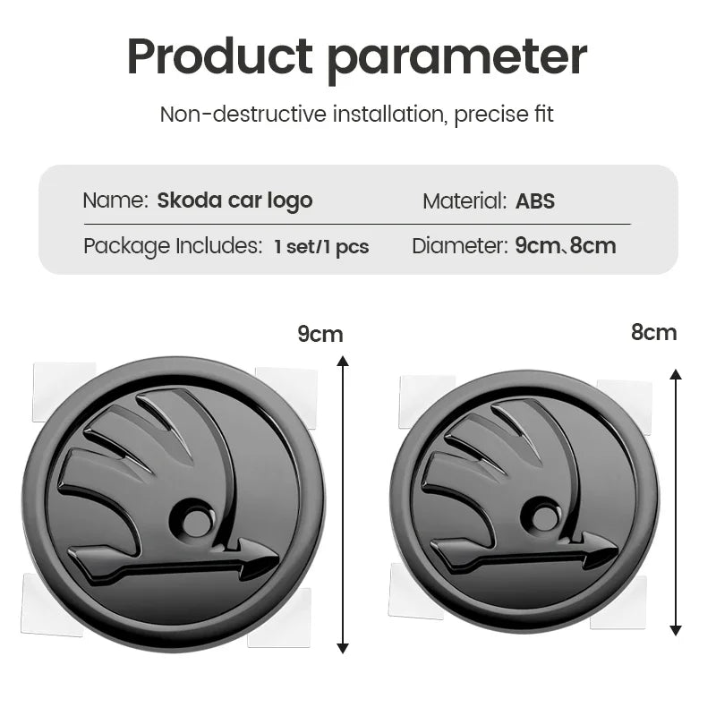 80mm 90mm ABS Emblem For Skoda Fabia 1 2 Octavia a7 RS Superb Rapid Yeti Karoq Vision Car Head Front Rear Boot Tailgate Sticker