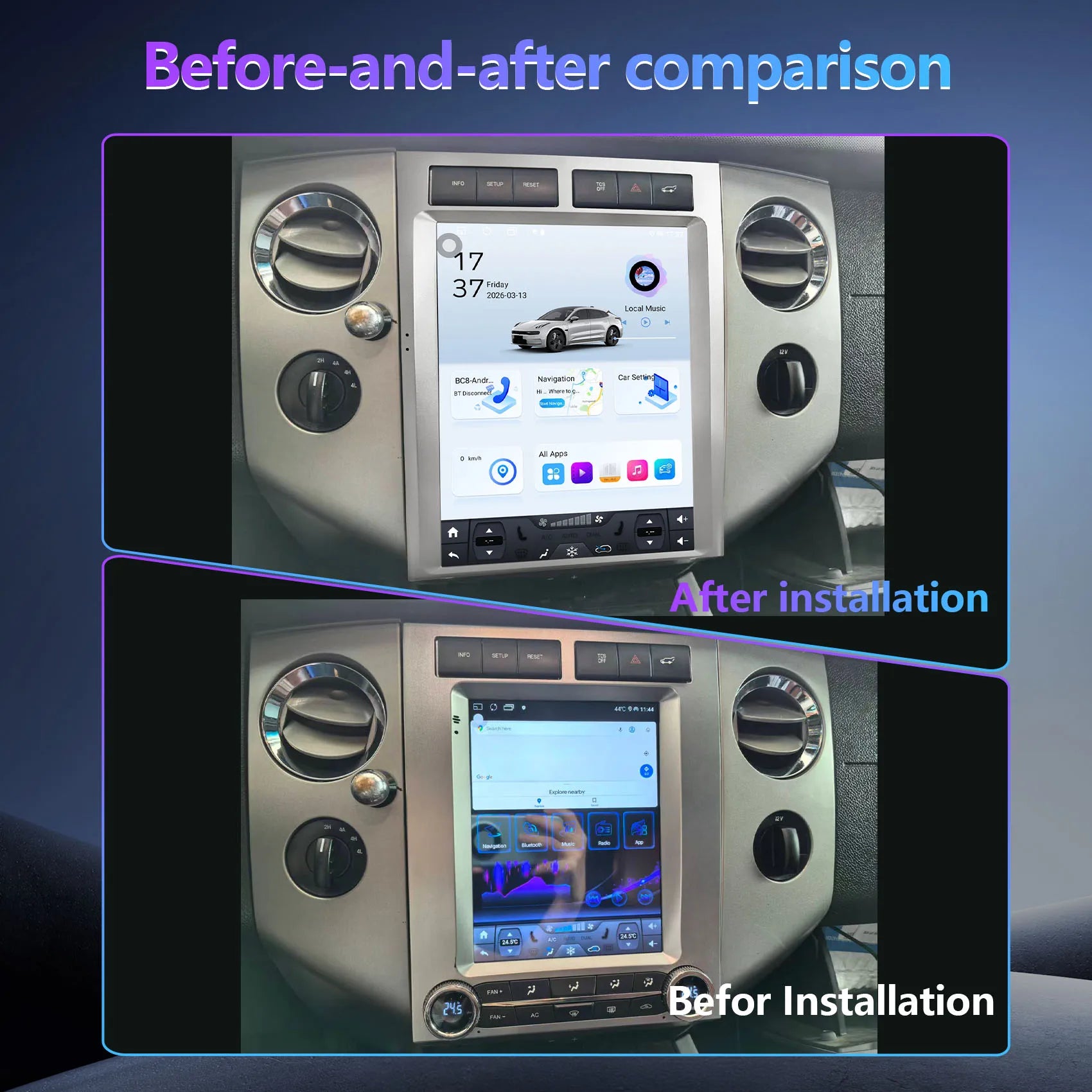 For Ford Expedition 2007-2013 12.1Inch Car Stereo Wireless CarPlay Android Auto Built In GPS Navigation Bluetooth 4G WiFi Mirror