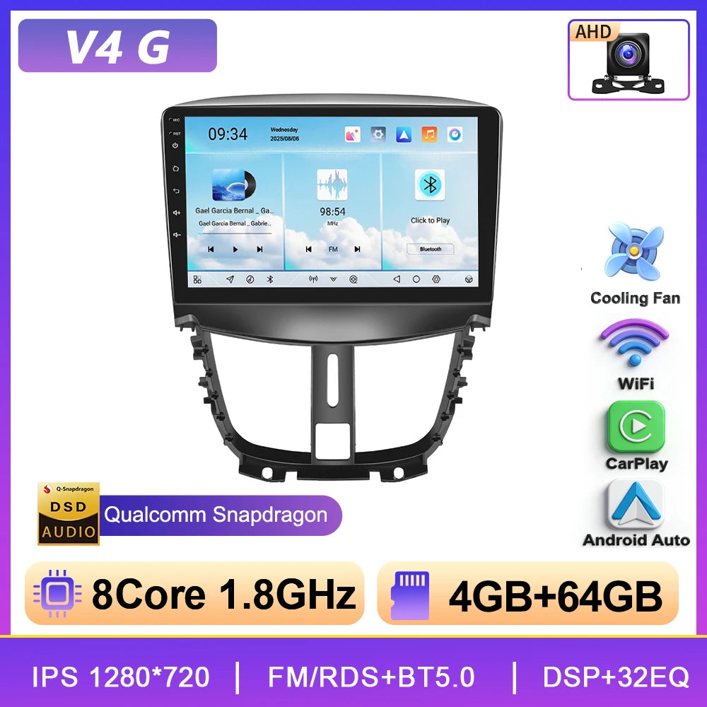 Podofo 6+128G Wireless CarPlay Car Radio