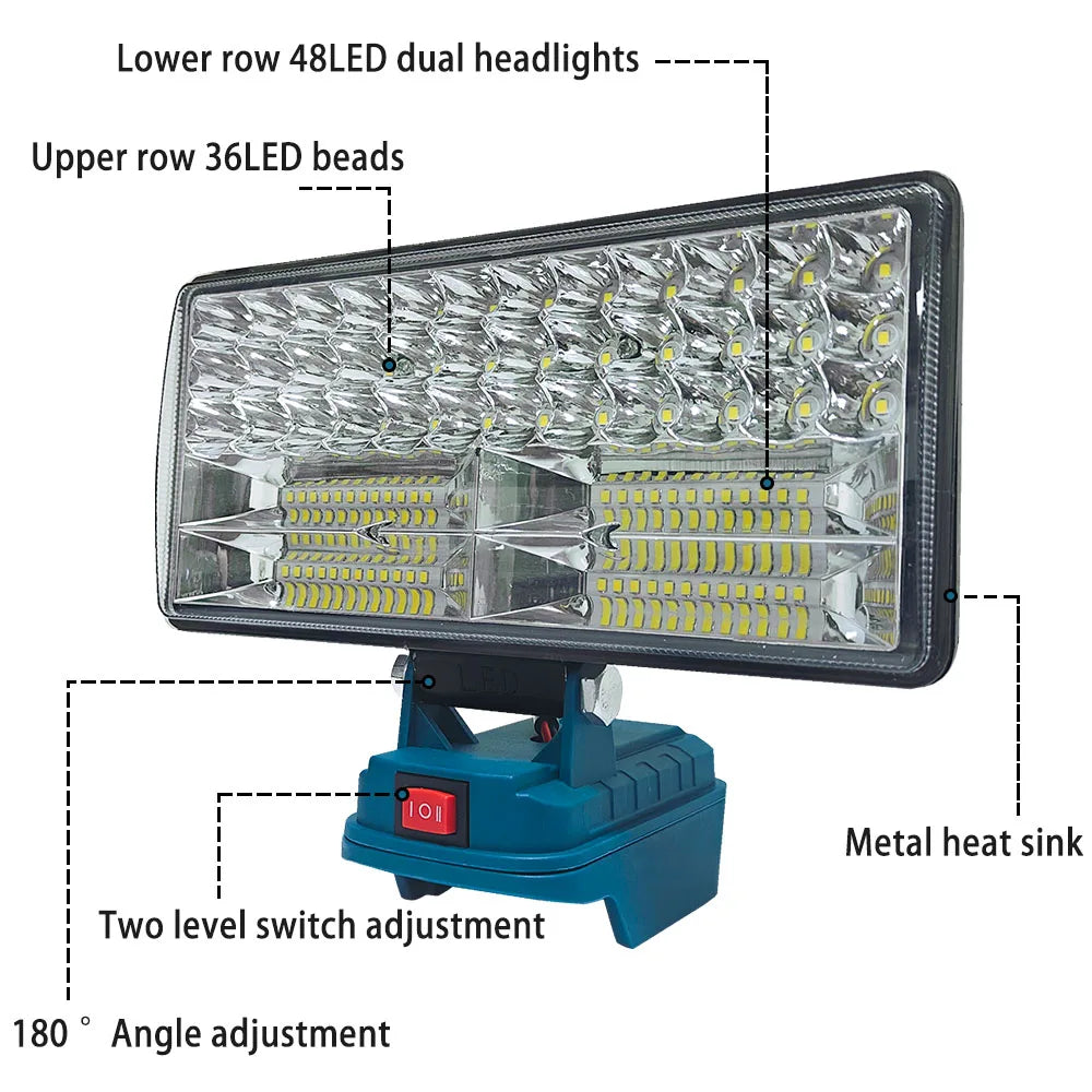 LED Work Light 3/4/8Inch For Makita 14.4V 18V Li-ion Battery Lamp With USB Outdoor Flashlight Lantern Camping Emergency Light