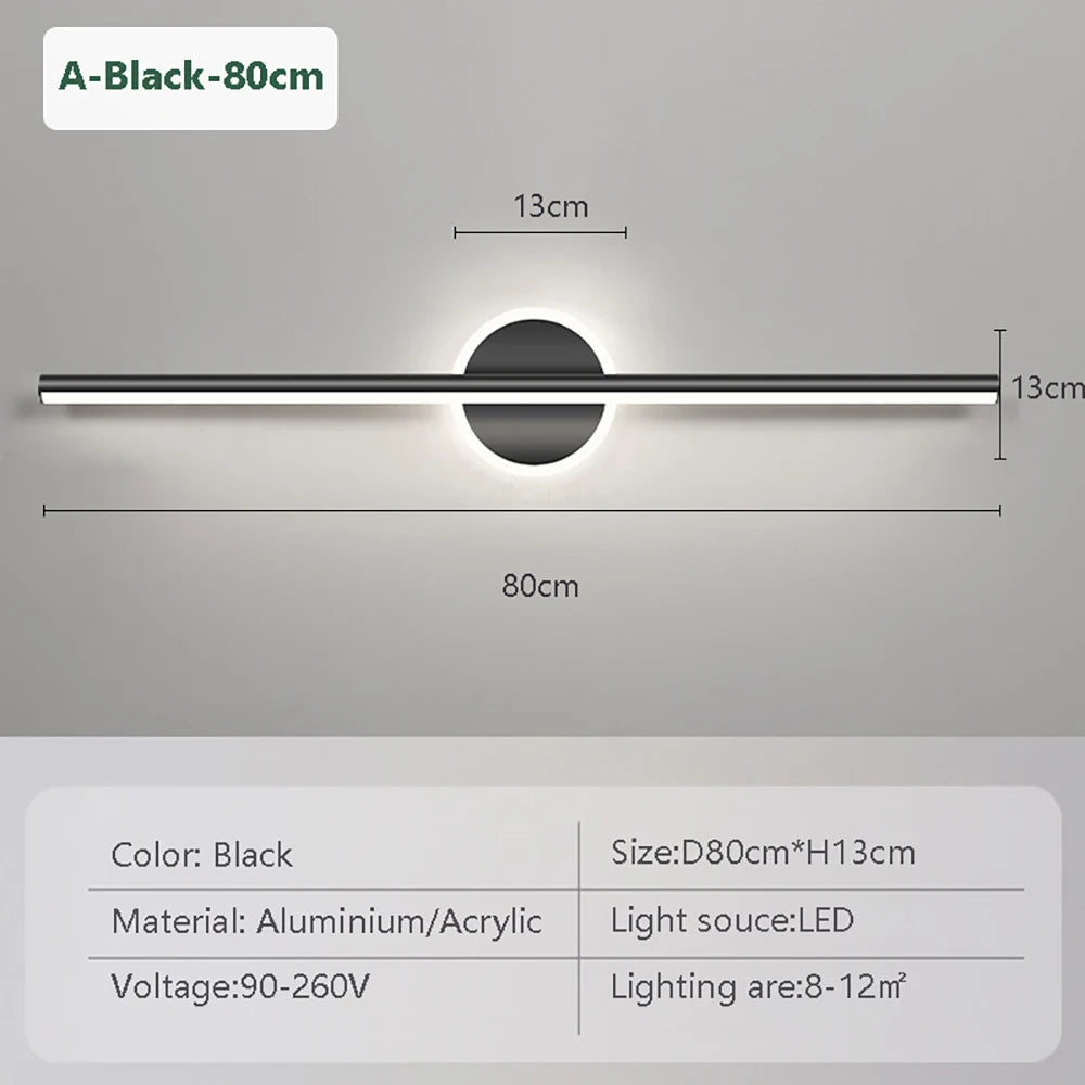 Modern LED Wall Lamp Minimalist Lines Texture Metallic Black Gold For Bedroom Vanity Lighting Bathroom Mirrors Hallways Entryway