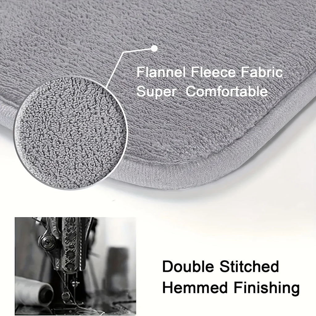 Solid color flannel bathroom non-slip floor mat shower room door absorbent foot mat square embroidered toilet mat