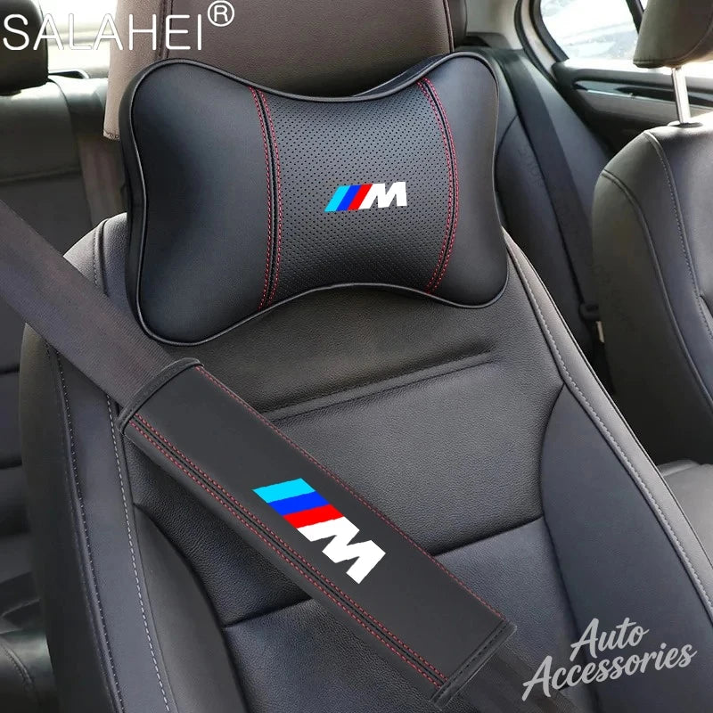 Car Seat Neck Pillow Headrest Rest Cushion Seat Belt Shoulder Pad For BMW M E39 E46 E90 E60 F10 F11 F20 F30 F34 M1 M2 M3 sticker