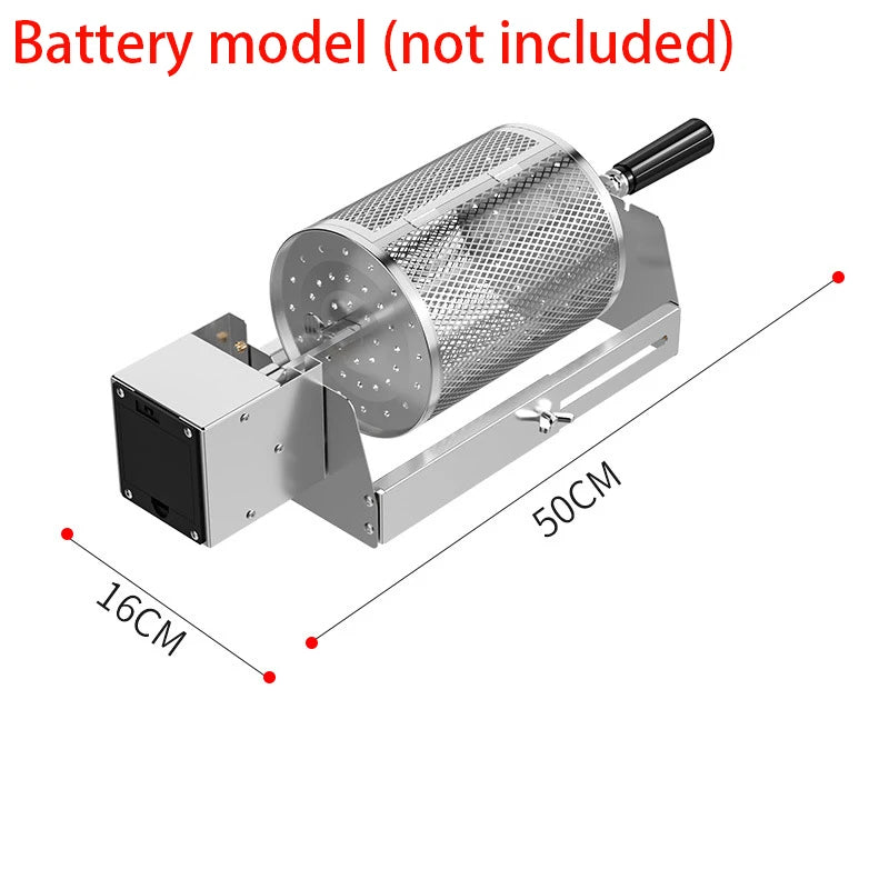 360° Automatically Rotate BBQ Rolling Barbecue Cage Stainless Steel Smoked Round Grill Basket for Grilled Chicken Rotisserie