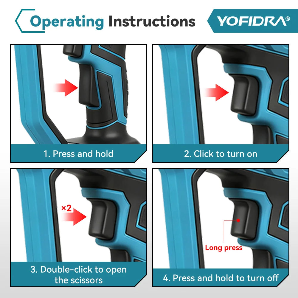 YOFIDRA 60mm AI Gears Control Brushless Electric Pruner Cordless Tree Bonsai Pruning Electric Scissors For Makita 21V Battery
