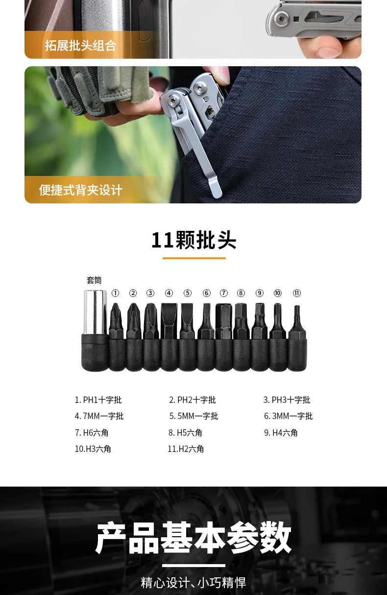 Multifunctional Folding Pliers Stainless Steel Knife Screwdriver Cutter for Outdoor Survival Camping Hunting Hiking