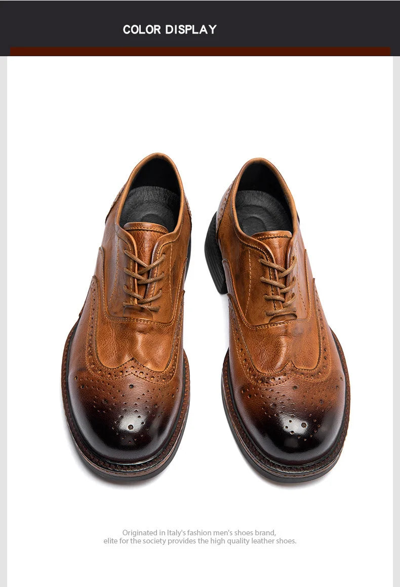 Soft Leather Mens Wedding Brogues Shoes Luxury Genuine Leather Spring Designer Handmade Quality Autumn Formal Social Shoes Man