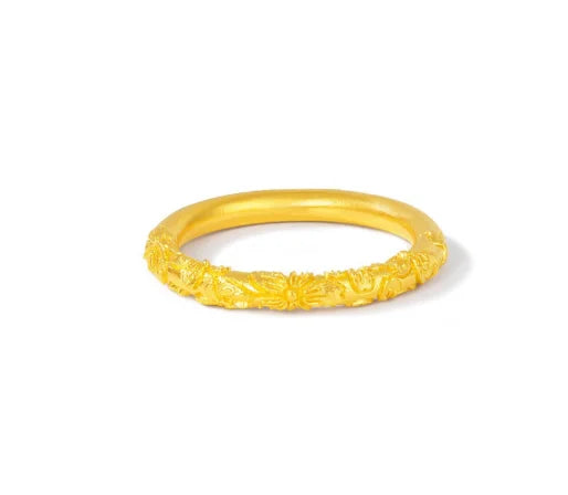 3d hard gold rings 24k pure gold finger rings gold flower ring big size 10.5 wedding jewelry