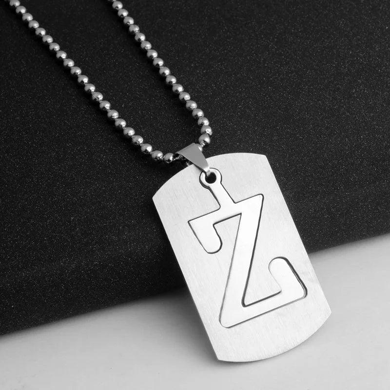 HNSP 316L Stainless Steel Initials Pendant Chain Necklace For Men 26 Letter Name Jewelry Accessories