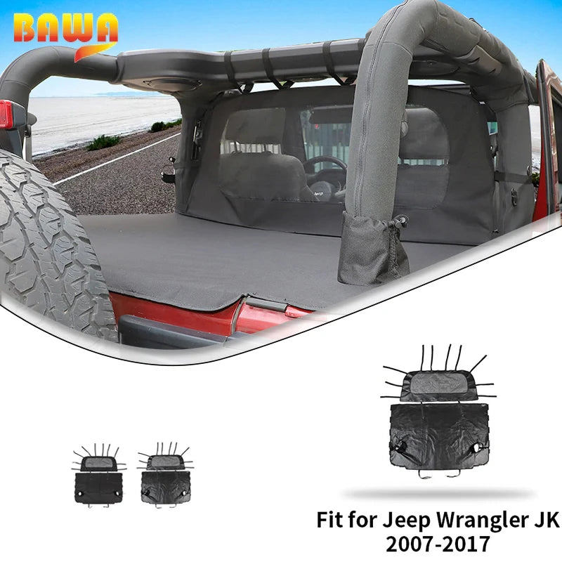 BAWA Rear Seat Separation Mesh/Trunk Cloth Separation for Jeep Wrangler JK 2door 2007-2017 Pet Isolation Net Accessories