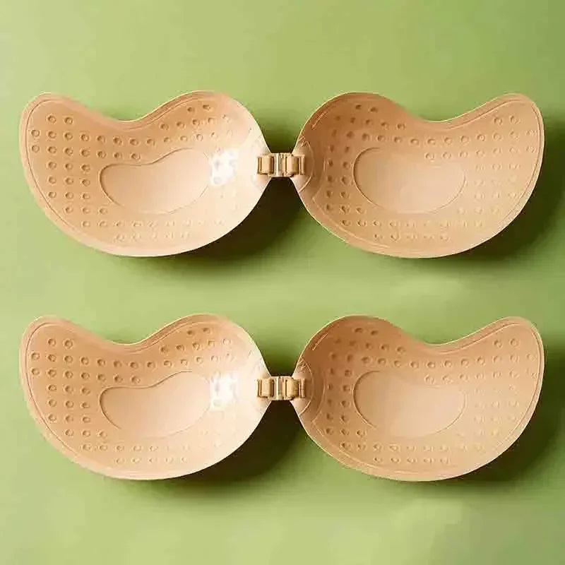 Soutien-gorge adhésif invisible sans bretelles réutilisable push-up pour femmes Lingerie sans couture Coussinets de mamelons en silicone Bralette Sous-vêtements