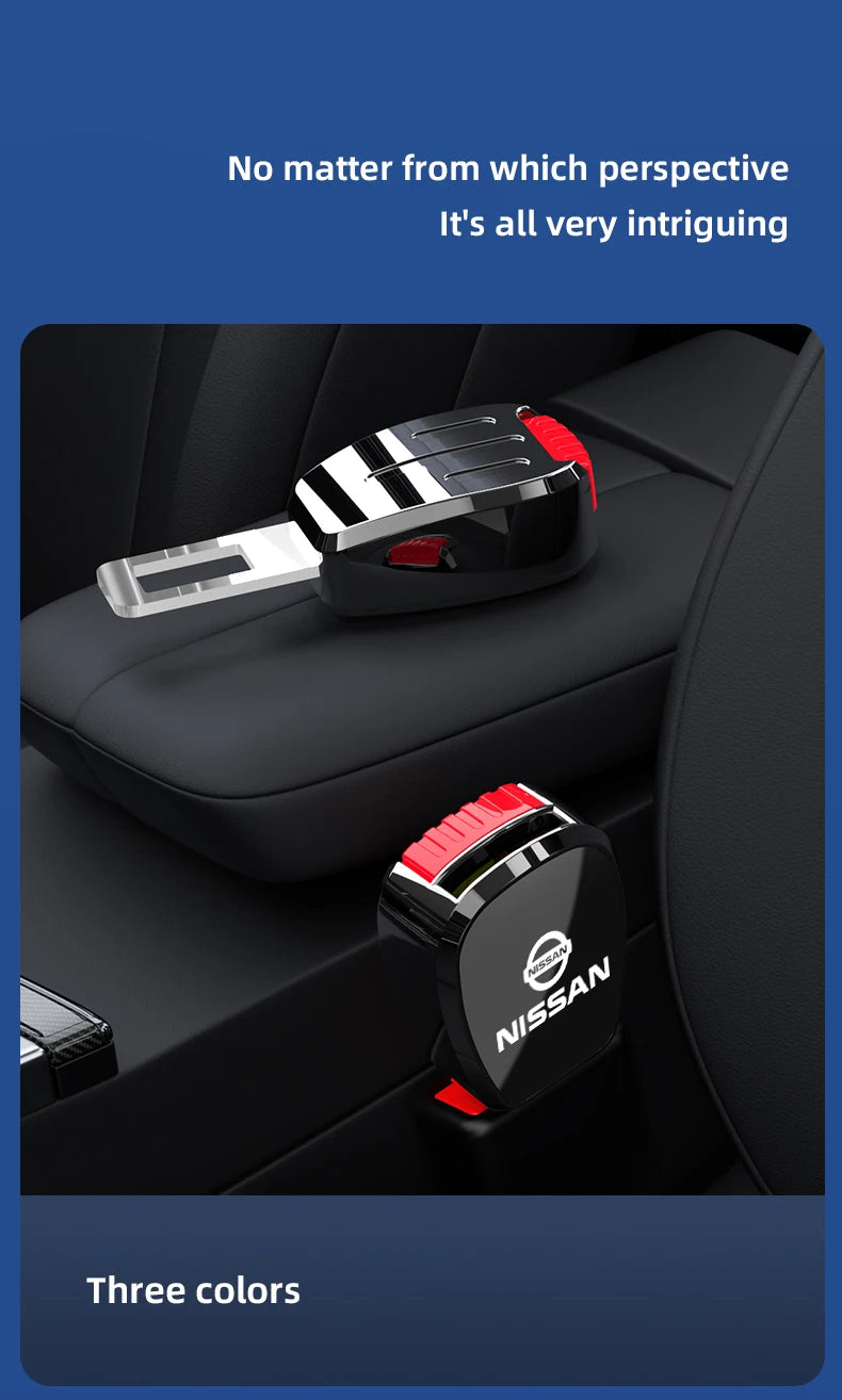 For Nissan Qashqai Versa Leaf Sentra Pulsar Xterra X-trail Nismo Car Seat Belt Clip Extender Metal Badge Lock Buckle