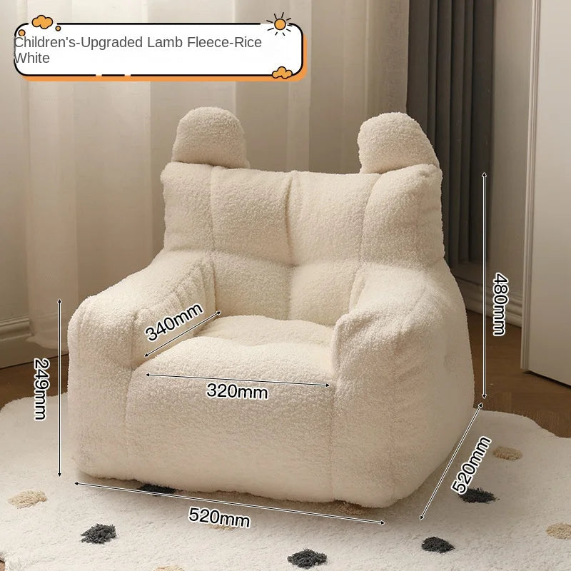 Eco-friendly Nordic Single Sofa Chair Soft Comfortable Backrest Cute Bean Bag Baby Small Sofas for Kids Living Room