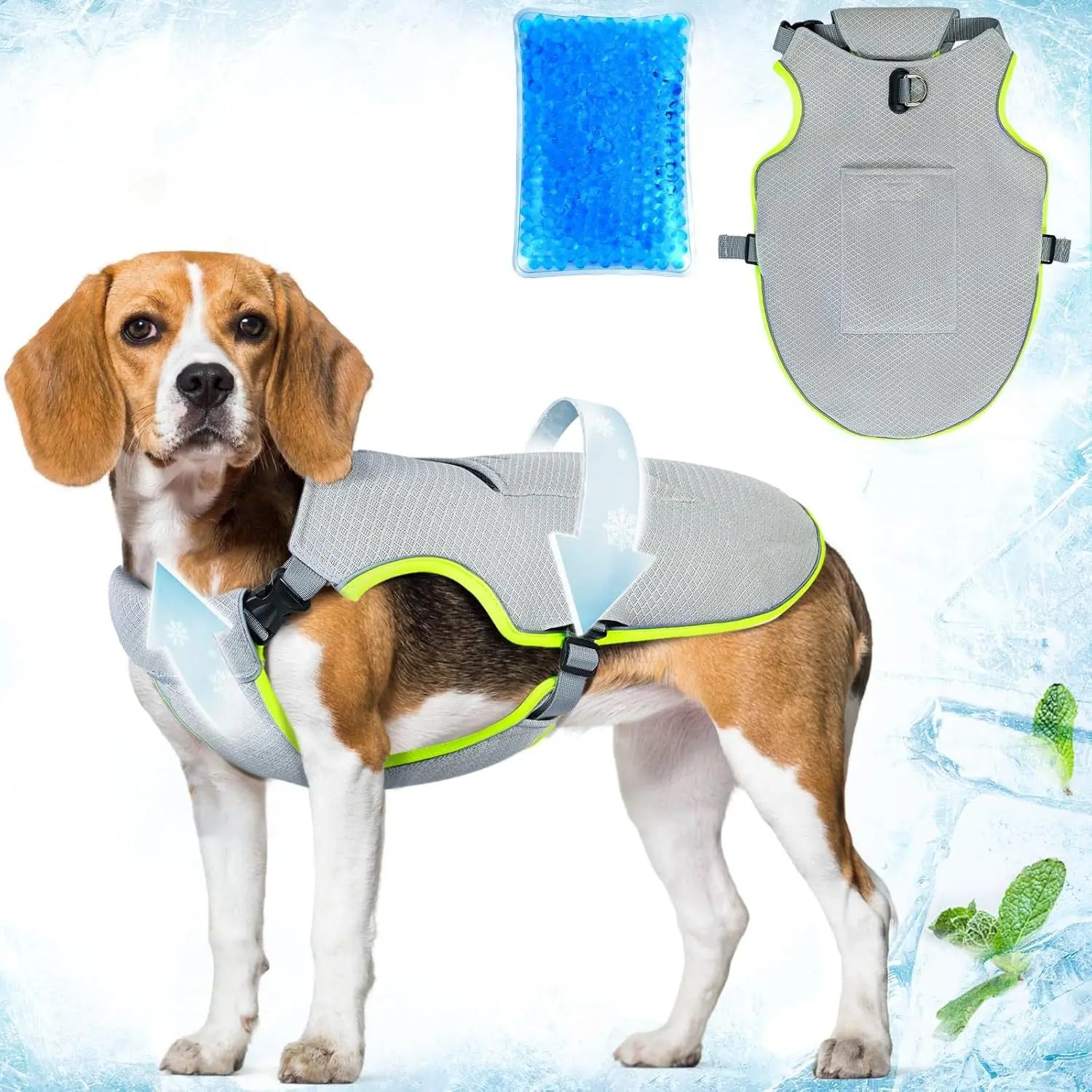 Dog Cooling Vest with Ice Pack Breathable Mesh Sun Protection Adjustable Summer Cool Jacket for Small Medium Large Dogs Puppy