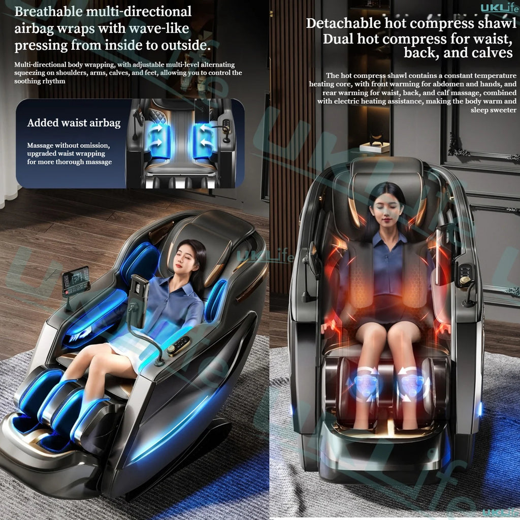 2026 MAX6D Dual-Core Jade Massage Chair with Calf Massage, 152cm Dual SL Track, AI Voice Control, Zero Gravity Mode