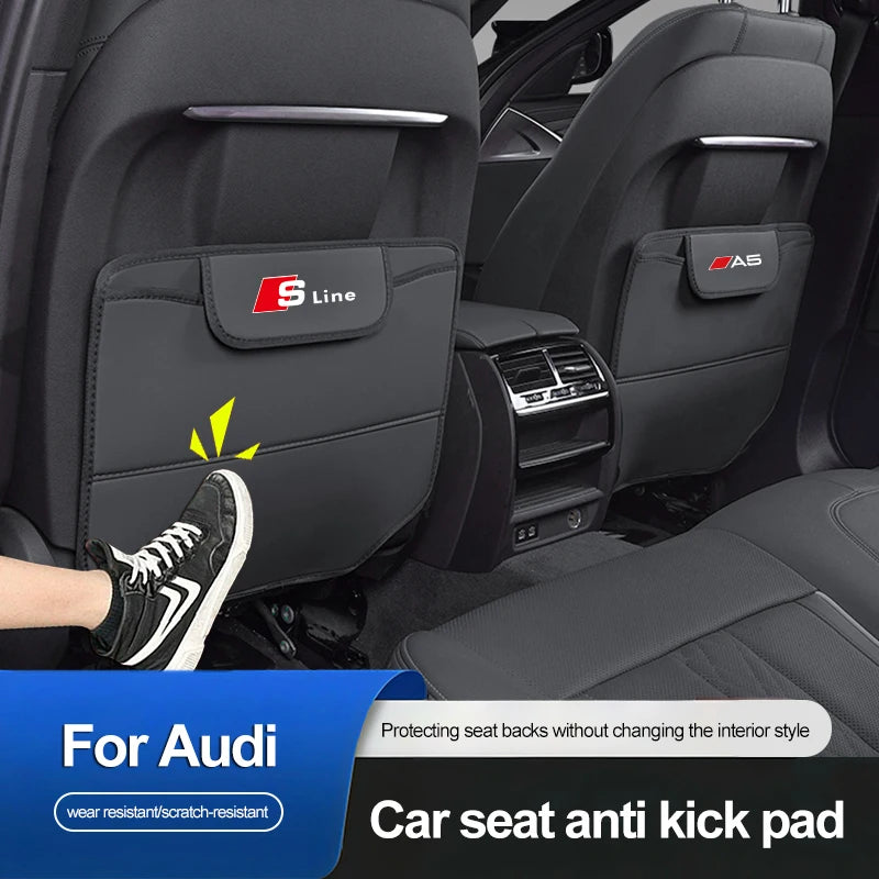 Leather Car Seat Protector Kids Anti-kick Pad Storage Bag For Audi Sline A3 A4 A5 A6 A7 A1 A2 A8 Q1 Q2 Q3 Q4 Q5 Q6 Q7 Q8 TT RS3