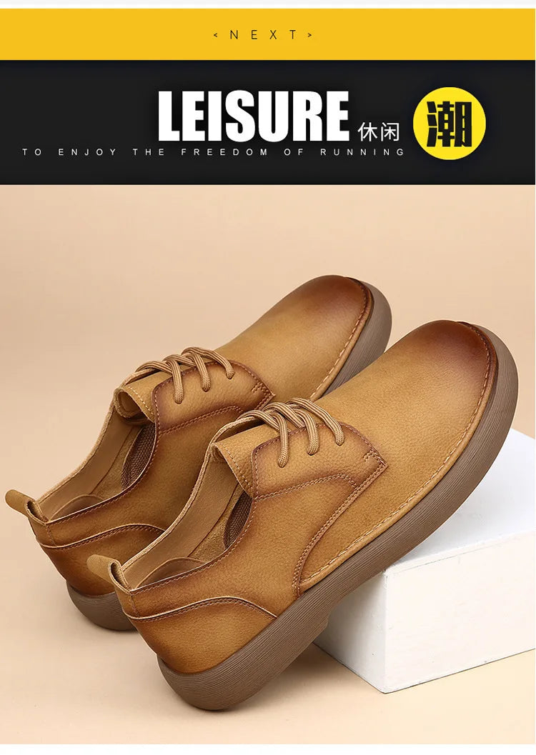 Men's Shoes 2026 Spring New Wide Head Genuine Leather Men's Shoes Breathable Trendy Retro Casual Leather Shoes Men