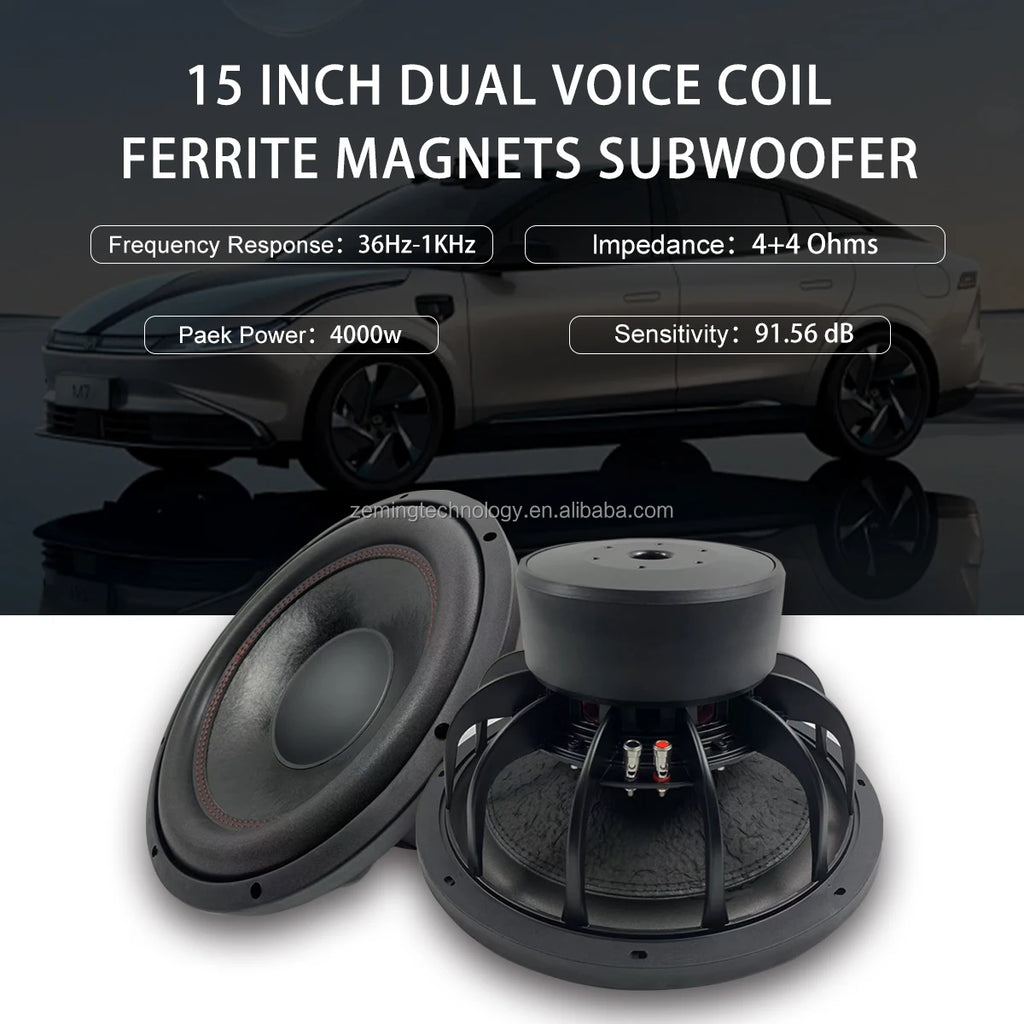 ZM1590  15 Inch RMS 2000W Car Audio Subwoofer Dual Voice Coil Triple Magnets for universal Car Subwoofer spl subwoofer