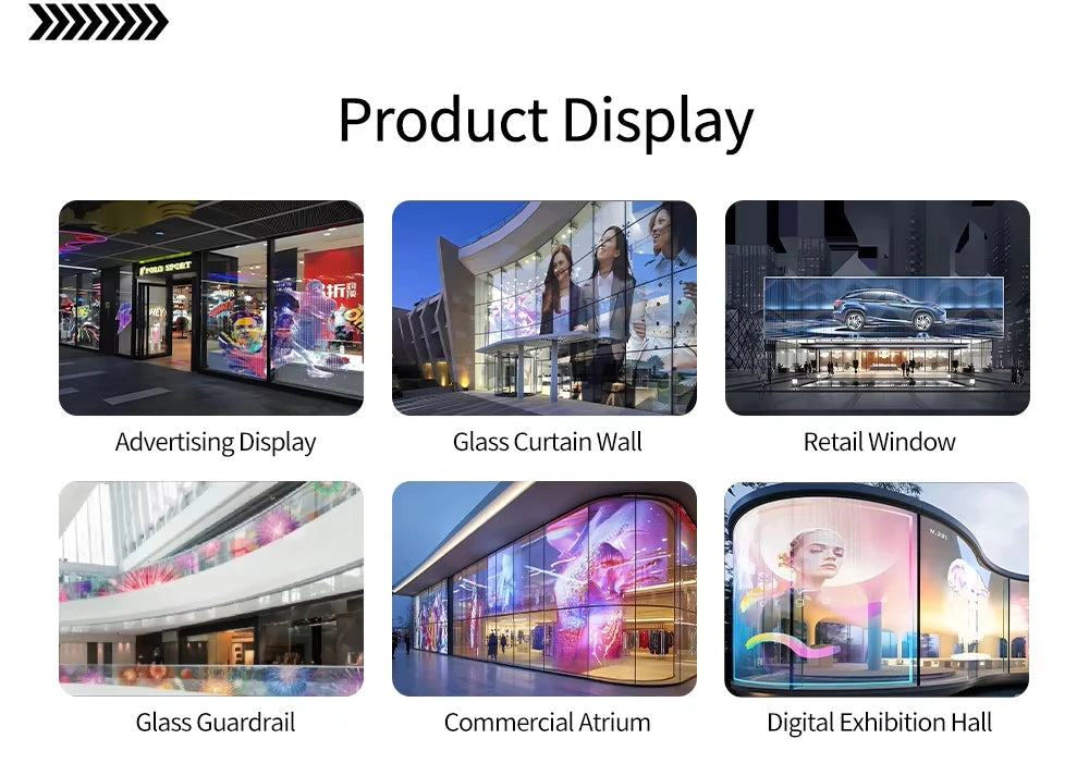 High Brightness Transparent Film LED Screen Indoor Shop Window Advertising Flexible Display
