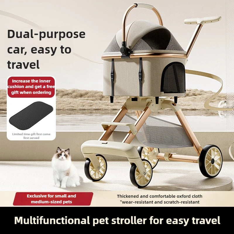 Luxury Lightweight Pet Stroller Foldable Detachable Carrier for Small Dogs Cats Cat Dog Strollers Pet Products