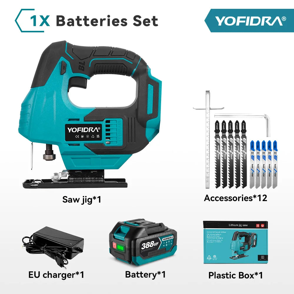 Scie sauteuse électrique sans fil YOFIDRA 19 mm, laser infrarouge, coupe curviligne, vitesse variable, multifonction, pour batterie Makita 18 V