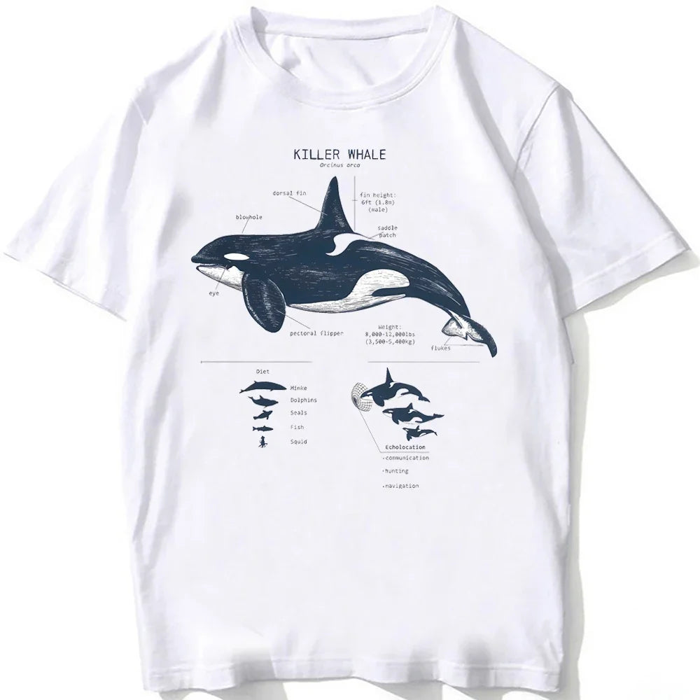 Whale Shark Anatomy Biology T-shirt Unisex Women Hip Hop Casual T Shirts Women Beach Diving White Tshirt Vintage women Tees