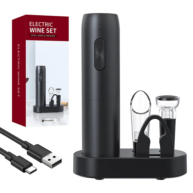 Tire-bouchon électrique automatique pour bouteille de vin rouge avec base de chargement ou piles Outils à vin Produits de cuisine