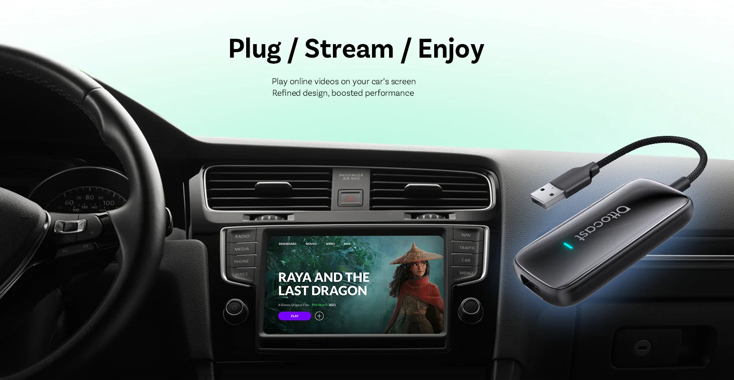 Ottocast Play2Video Ultra Mini Dot WiFi6 AI Box Carplay Adapter Android Auto Media Player YouTube Netflix Install Apps for Audi