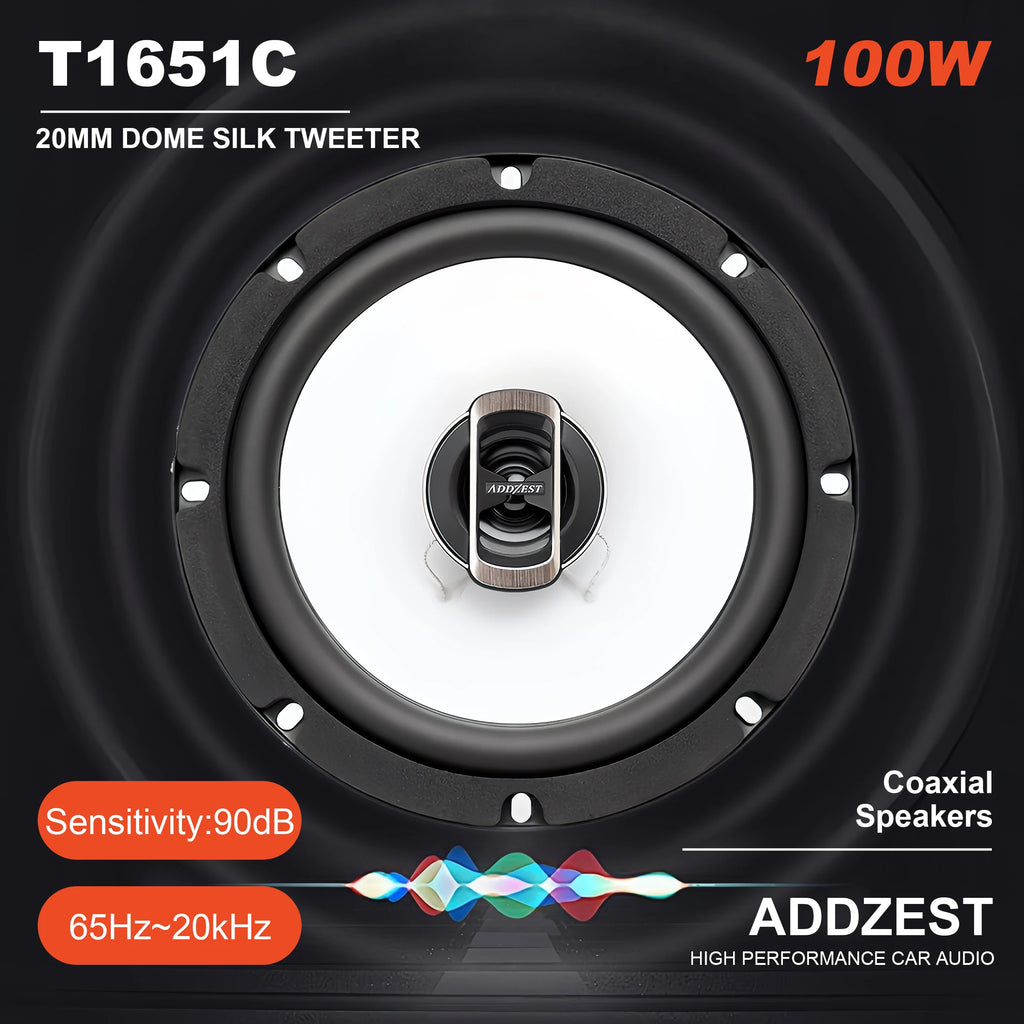 2PCS 6.5" Car Coaxial Speakers, 100W Max Power, Coaxial Car Speakers, Balanced Sound + Smooth Treble, Premium Quality Audio
