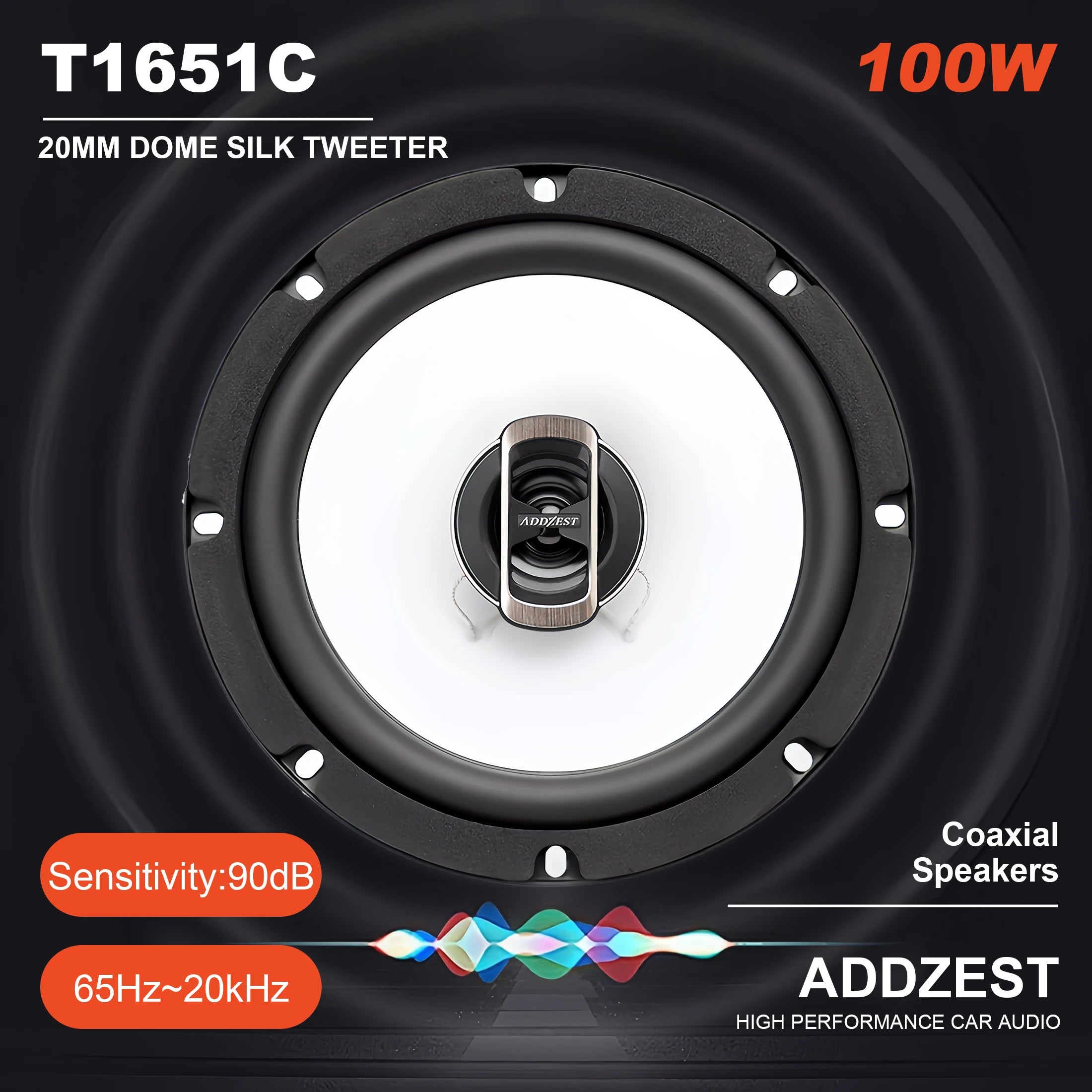 2PCS 6.5" Car Coaxial Speakers, 100W Max Power, Coaxial Car Speakers, Balanced Sound + Smooth Treble, Premium Quality Audio