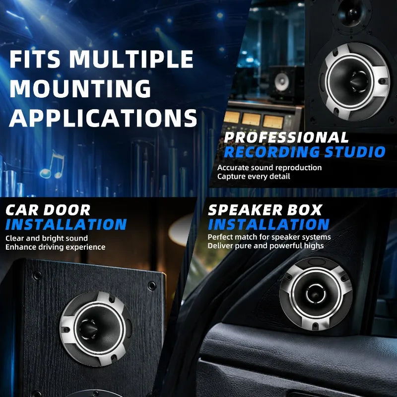 2pcs 3.7 Inch Tweeter High Quality 600W Car Speakers 4 Ohm 70 Magnetic High Power Car Horn Bullet Tweeter Car Audio Accessories