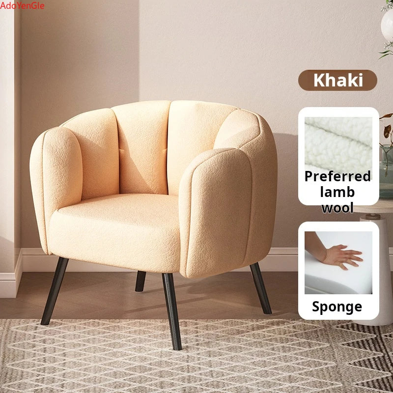 Nordic Lamb wool Single sofa chair relax armchair bubble Design waiting Makeup manicure dressing chair Living room furniture