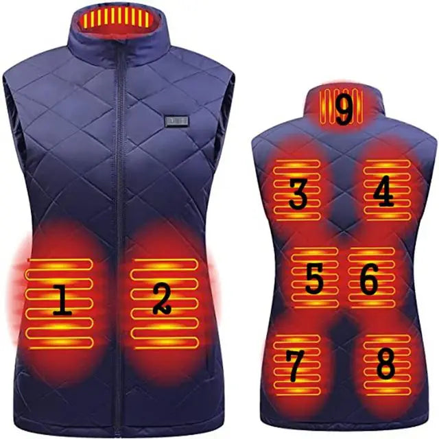 Gilet Chauffant Femme Automne et Hiver Gilet en Coton USB Infrarouge Chauffant Électrique pour Femme Gilet Thermique Souple Hiver Chaud