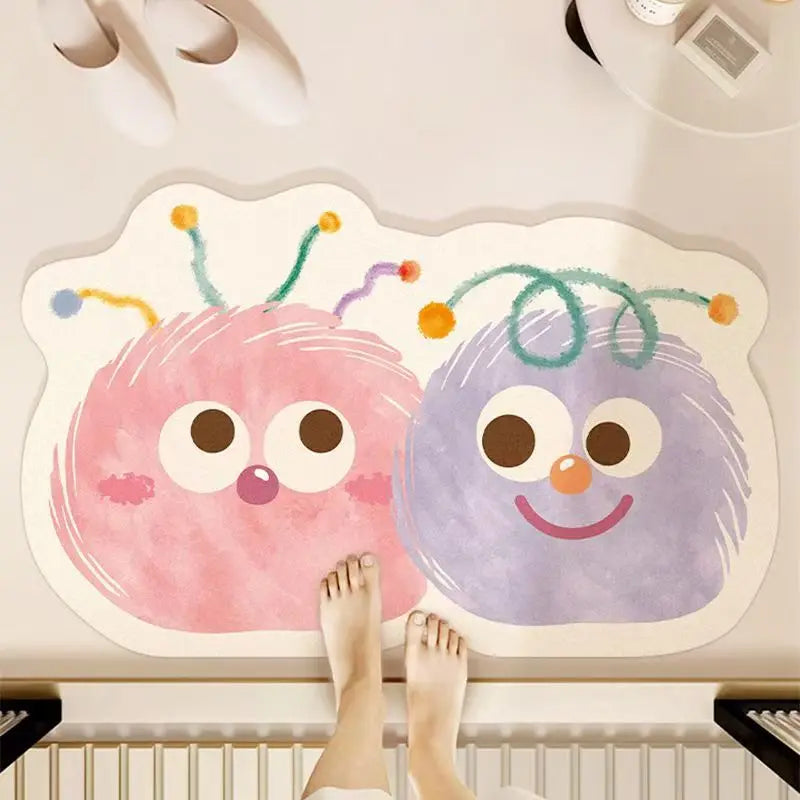VIKAMA Cute and Fun Big Eyes Cloud Bathroom Carpet Absorbent Anti slip Quick drying Foot Mat Toilet Entrance Door Mat