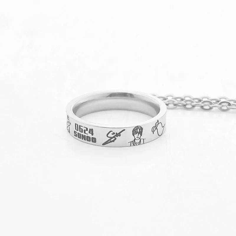 Jungwon Heeseung Jay Jake Niki Sunoo Sunghoon Cool Fan Support Rings and Necklaces Surrounding Popular Korean Idol Boy Groups