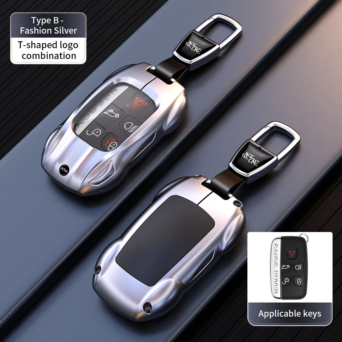 Leather Metal Car Key Case Cover Bag For Land Rover Range Rover Sport Evoque Freelander Velar Discovery 4 Jaguar XE XJ XF Guitar